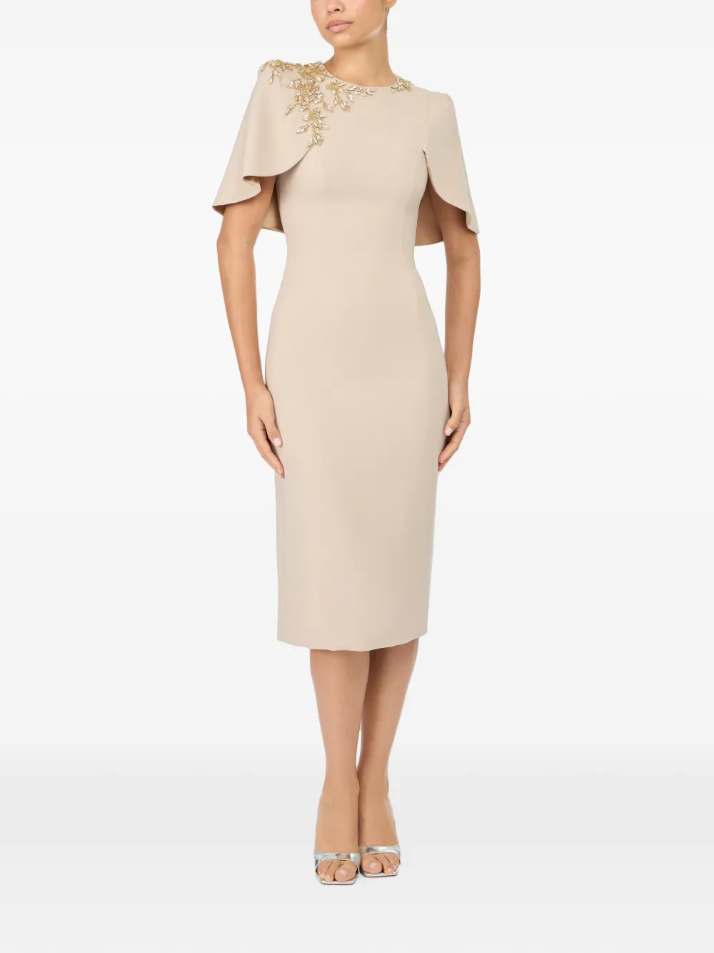 Jenny Packham Juniper jurk verfraaid met kristallen en capemouwen Beige