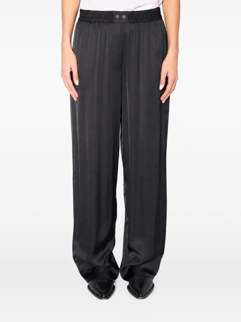 Zadig&Voltaire Pin broek met elastische taille en wijde pijpen Zwart