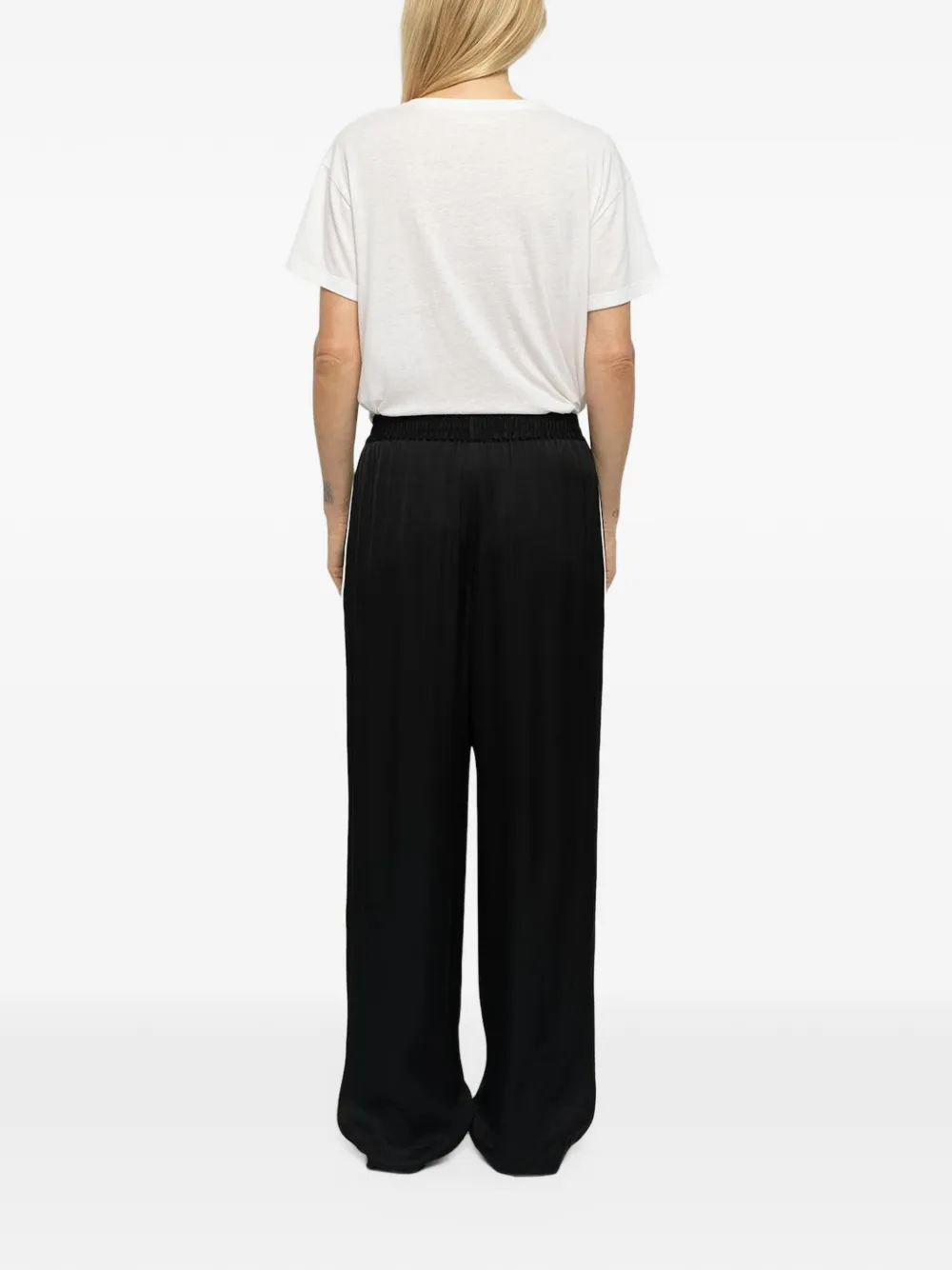 Zadig&Voltaire Pin broek met elastische taille en wijde pijpen Zwart