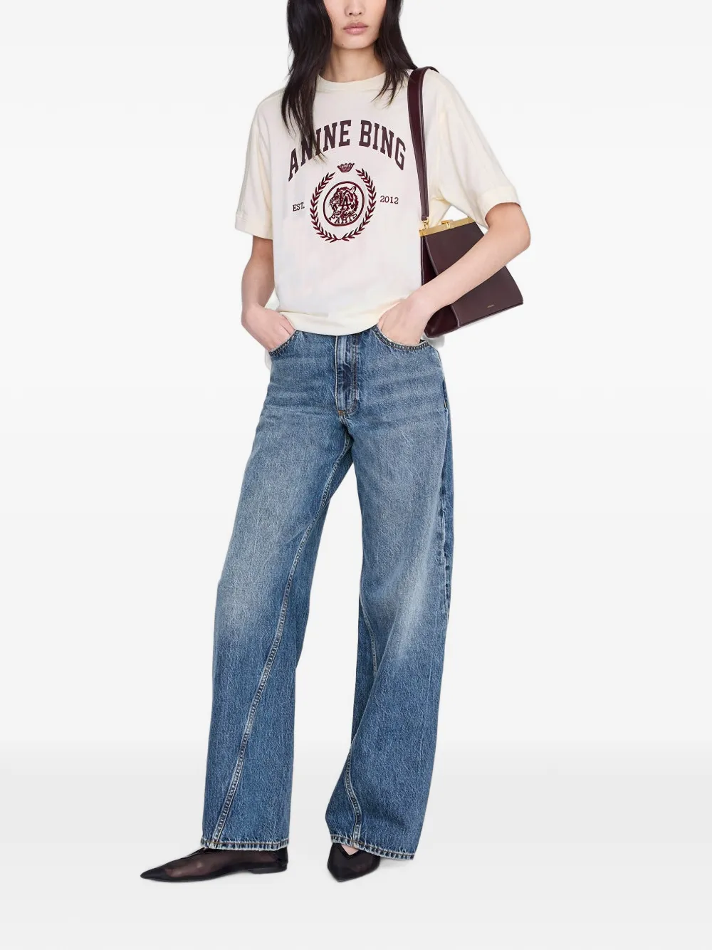 ANINE BING Jaylin Collegiate T-shirt Beige