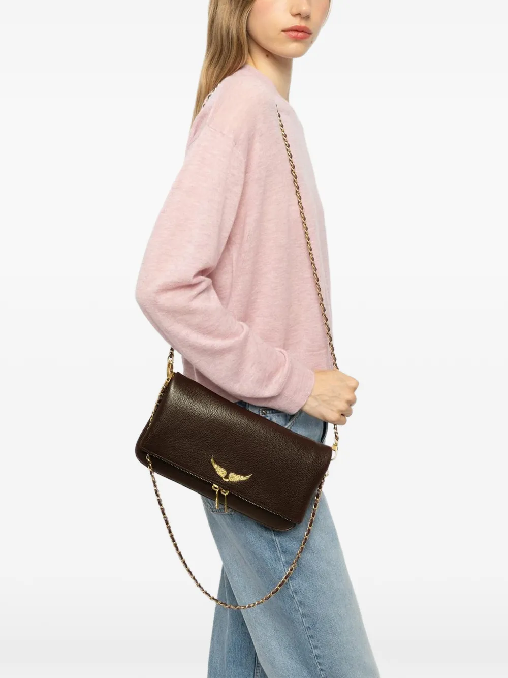 Zadig&Voltaire Rock leren clutch Bruin