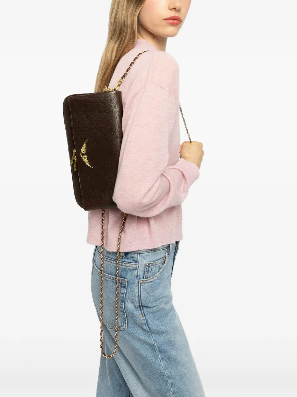 Zadig&Voltaire Rock leren clutch Bruin