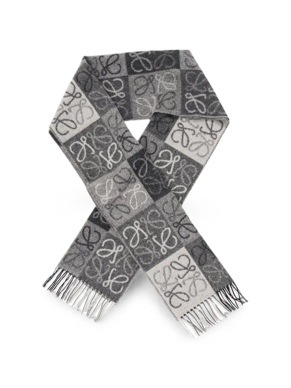 LOEWE Anagram fringed scarf - Black