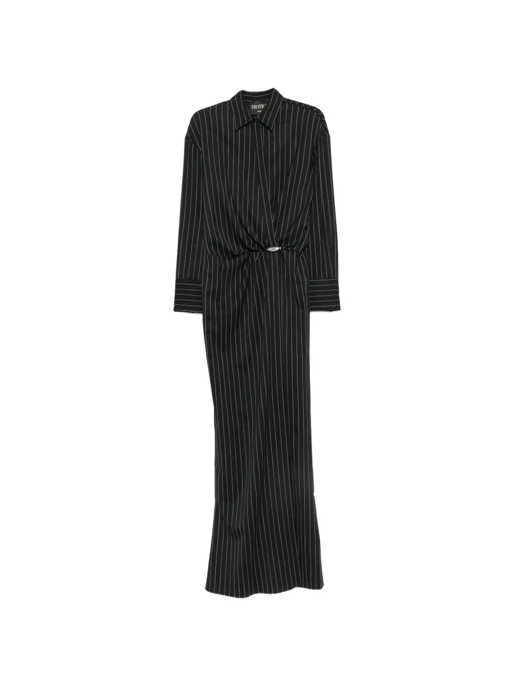 DONDUP pinstripe-pattern wrap-style maxi dress - Nero