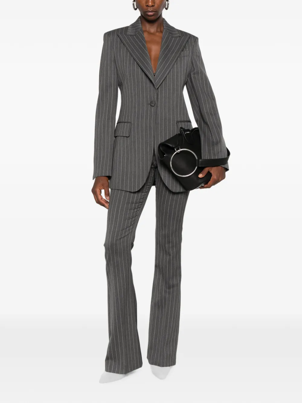 DONDUP Blazer met krijtstreep en puntige revers Grijs