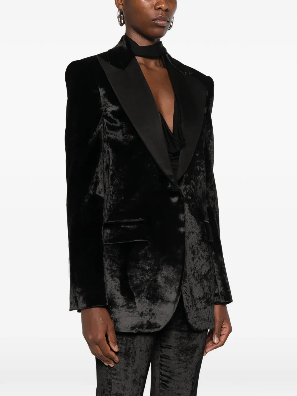 DONDUP Fluwelen blazer met puntige revers Zwart
