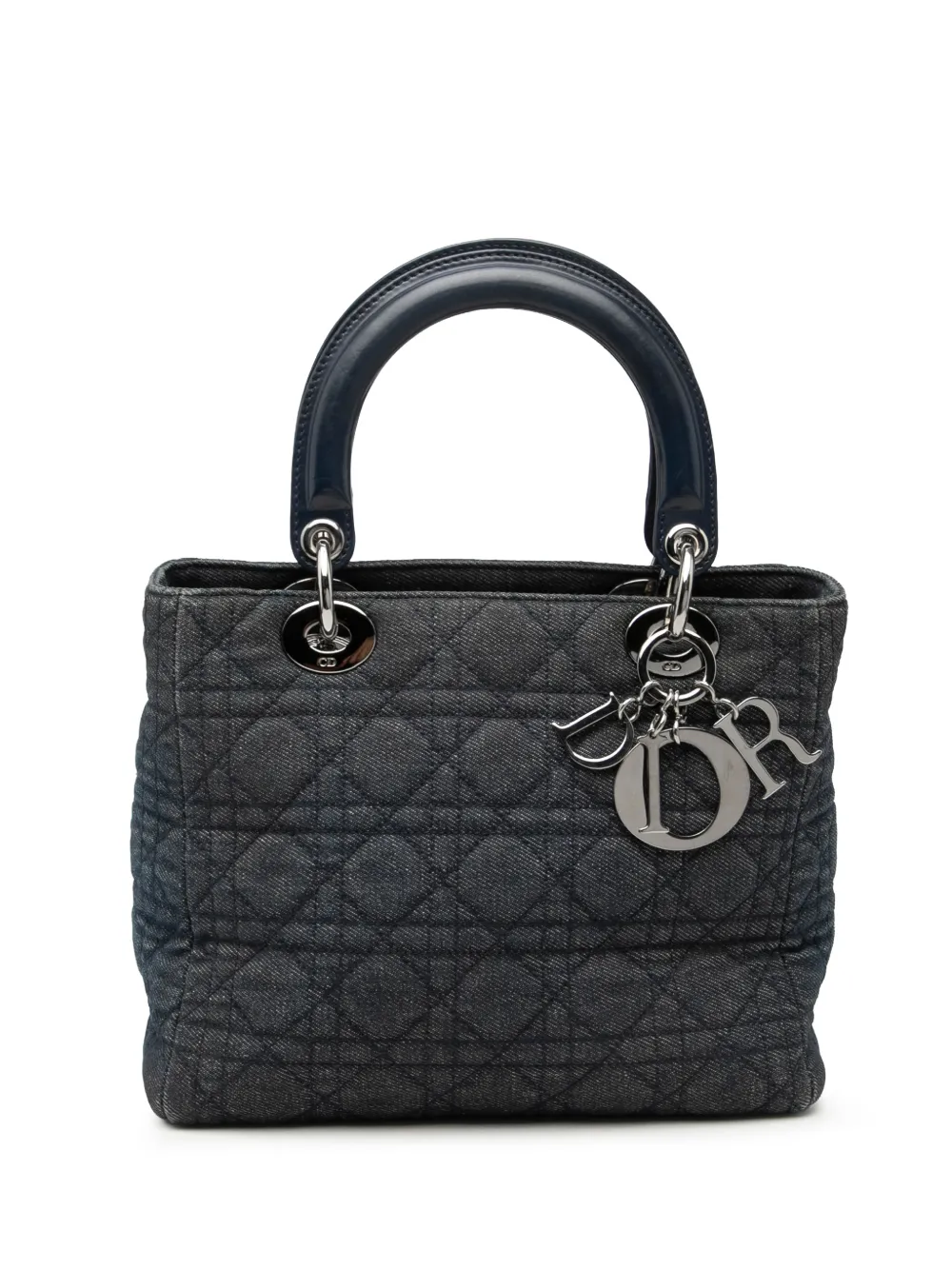 Christian Dior Pre-Owned Borsa a tracolla Lady Dior in denim media con motivo Cannage 2001 - Blu