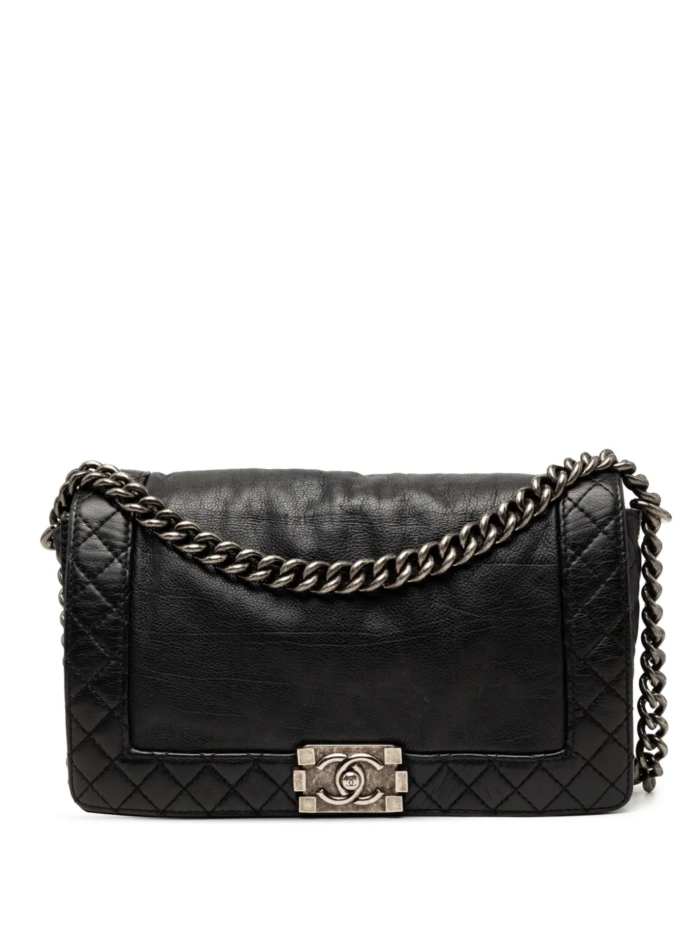 CHANEL Pre-Owned Borsa a tracolla Boy Reverso Flap media in pelle di vitello 2013-2014 - Nero