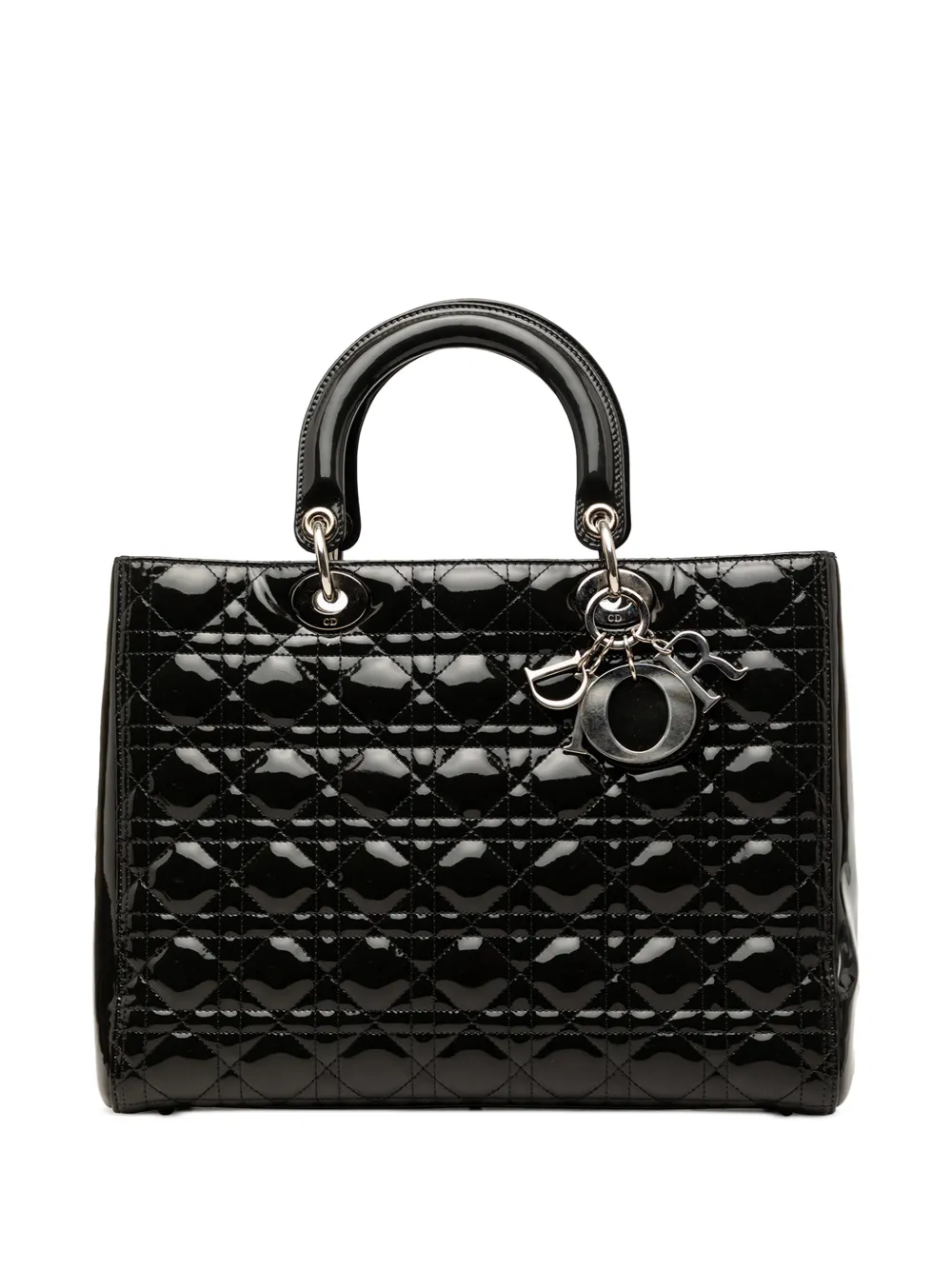 Christian Dior Pre-Owned 2011 Large Patent Cannage Lady Dior satchel - Black