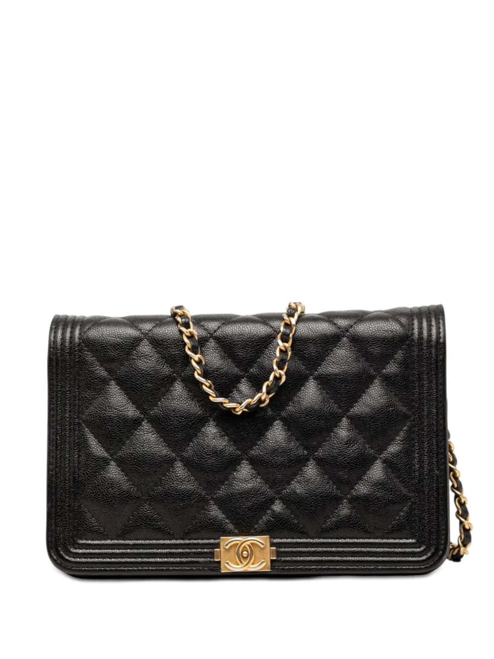 CHANEL Pre-Owned Borsa a tracolla Boy in pelle Caviar trapuntata 2018-2019 - Nero