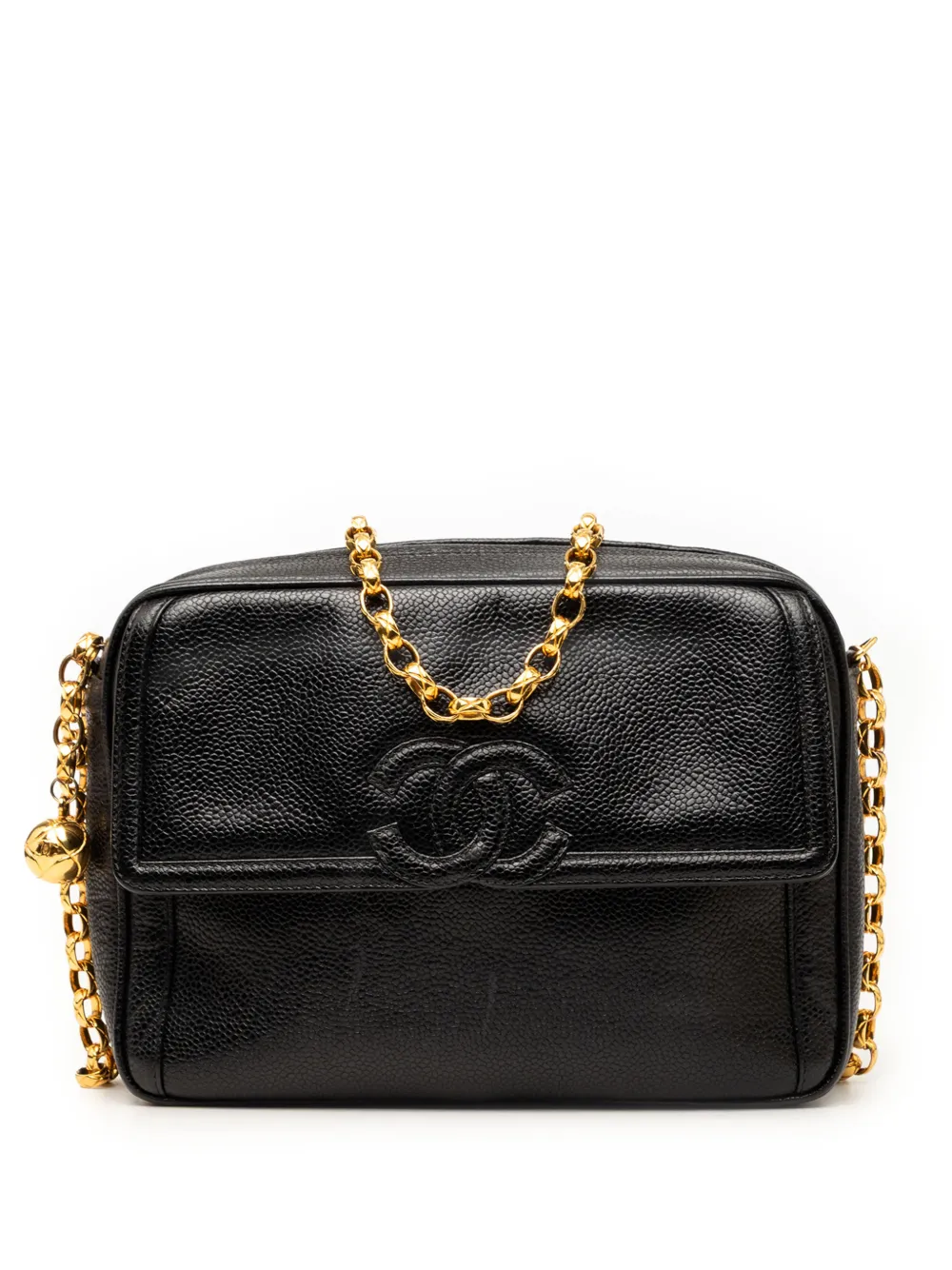 CHANEL Pre-Owned Borsa a tracolla CC in pelle Caviar con tasca frontale 1991-1994 - Nero