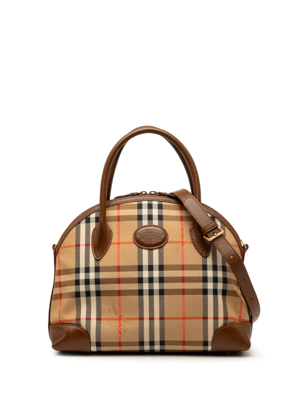 Burberry Pre-Owned Borsa a tracolla Dome in tela cerata con motivo Haymarket Check XX secolo - Toni neutri