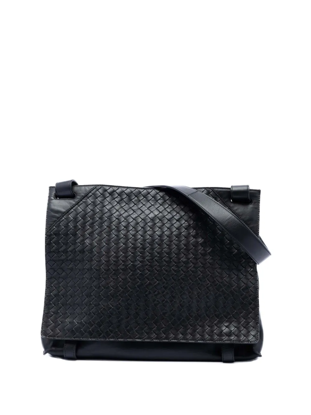 Bottega Veneta Pre-Owned Borsa a tracolla in nappa con finiture Intrecciato 2012-2026 - Nero