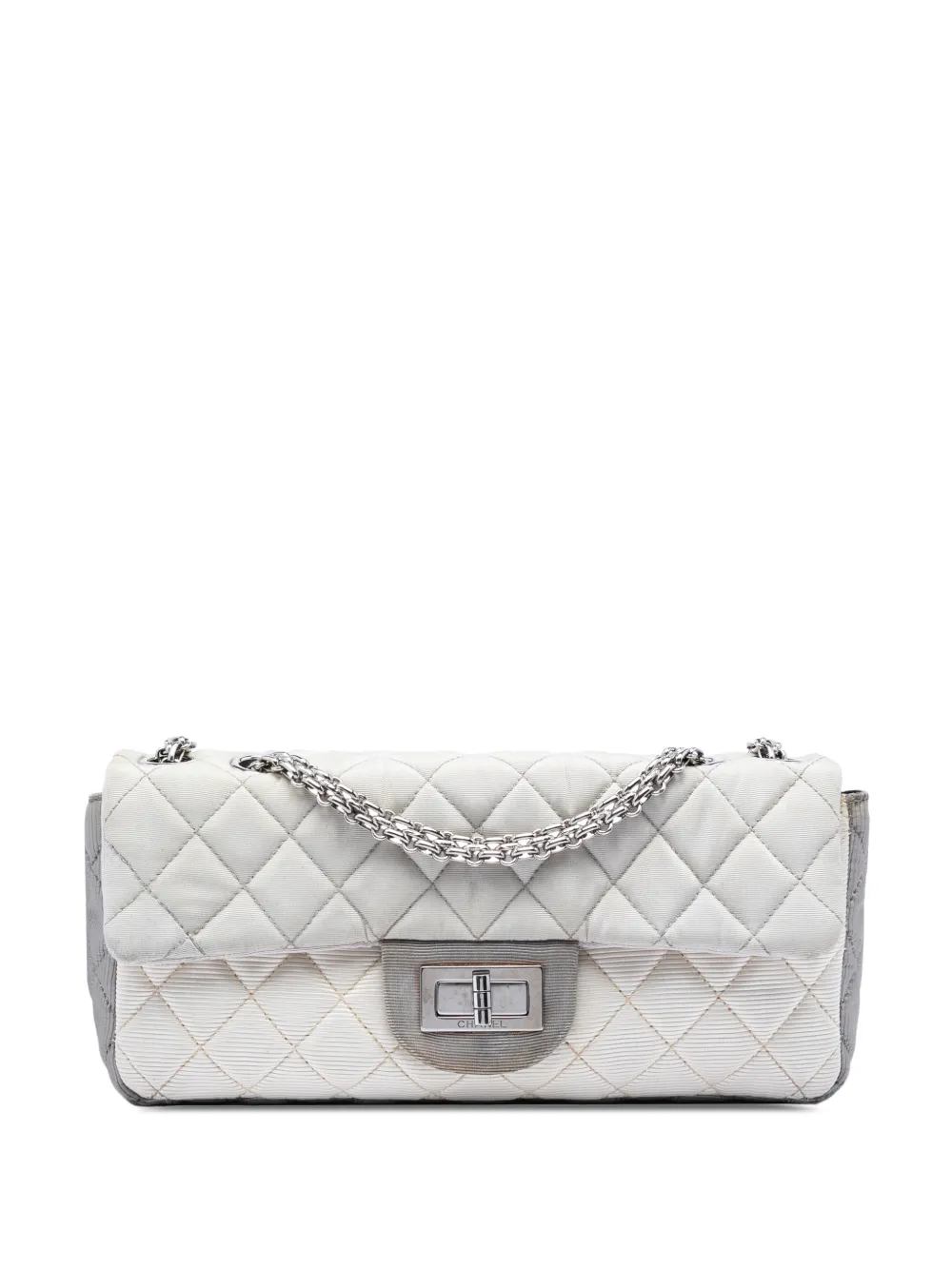 CHANEL Pre-Owned Borsa a spalla Reissue 2.55 East West piccola in jersey trapuntato tricolore 2008-2009 - Grigio