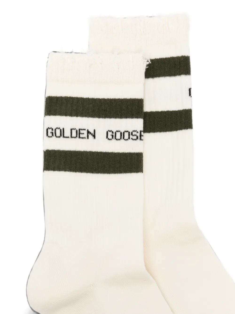 Golden Goose Sokken met gerafeld effect en logo Beige