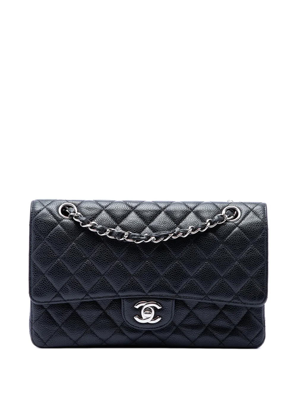 CHANEL Pre-Owned Borsa a spalla Classic Double Flap media in pelle Caviar 2010-2011 - Nero