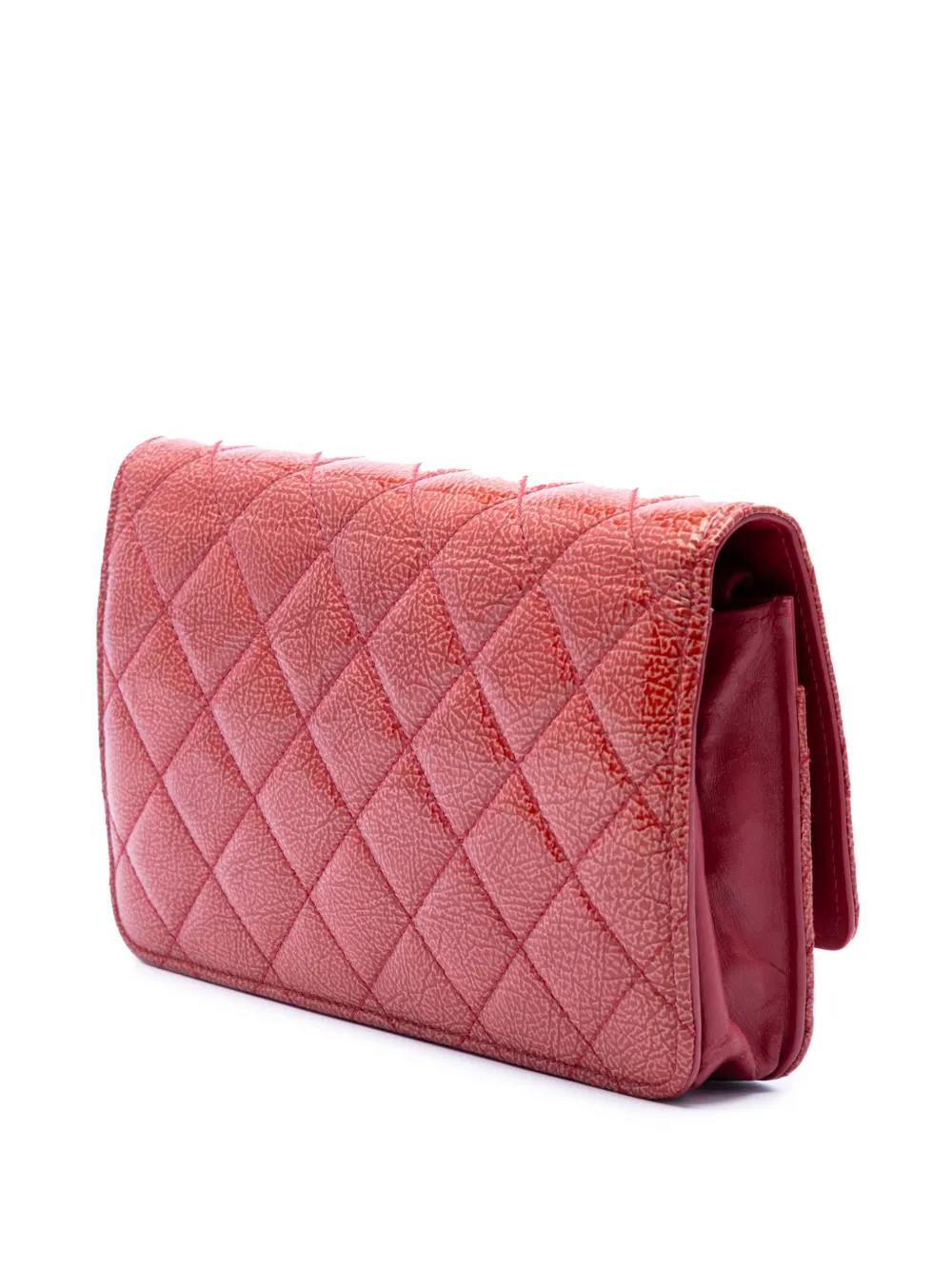  Chanel Pre-owned 2014-2015 Paris Dallas Cc Quilted Patent Goatskin Wallet On Chain Crossbody Bag - Rouge 
