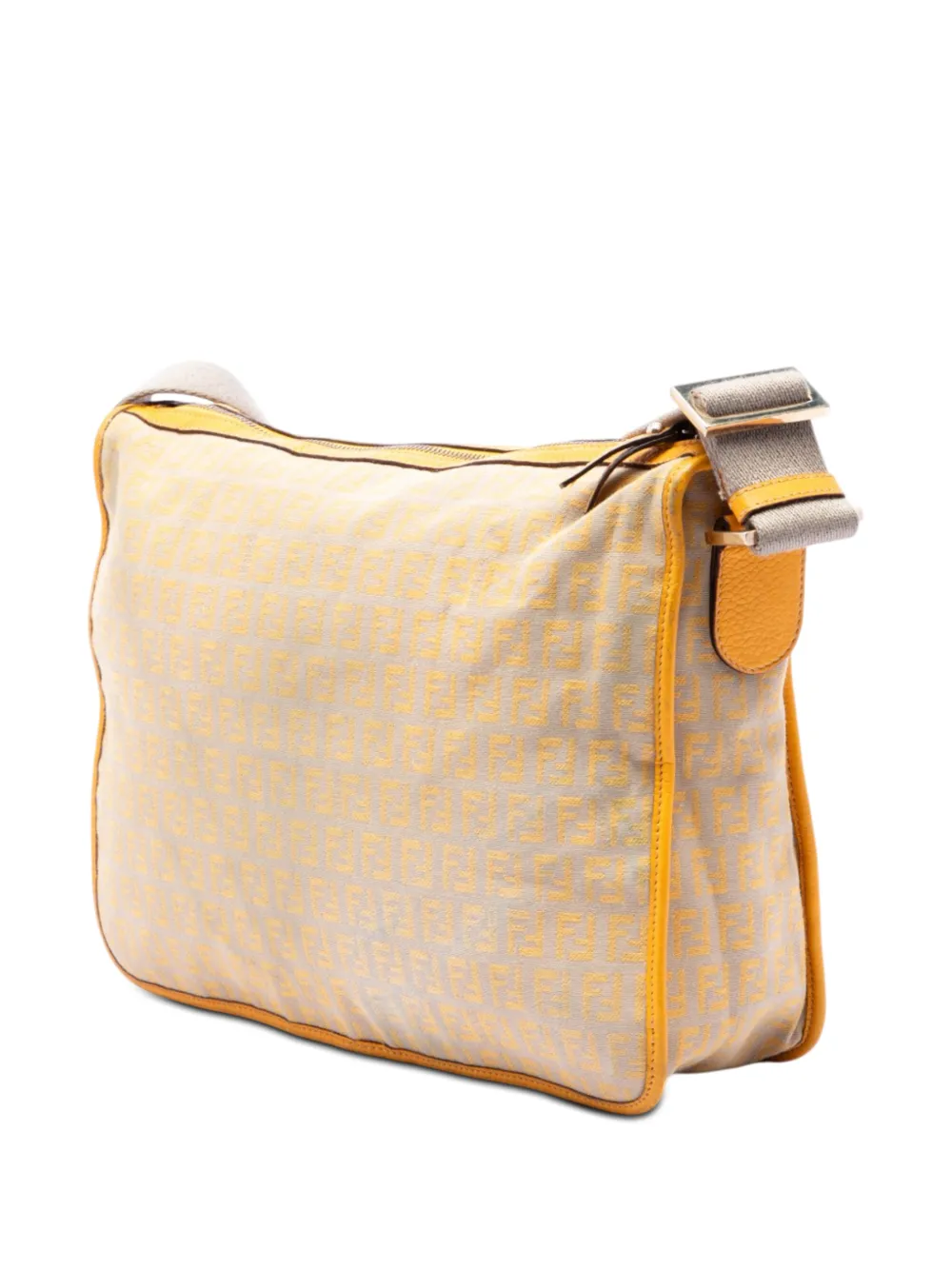 Fendi Pre-owned 2000-2010 Zucchino Canvas F Charm Crossbody Bag in Neutrals, view 3