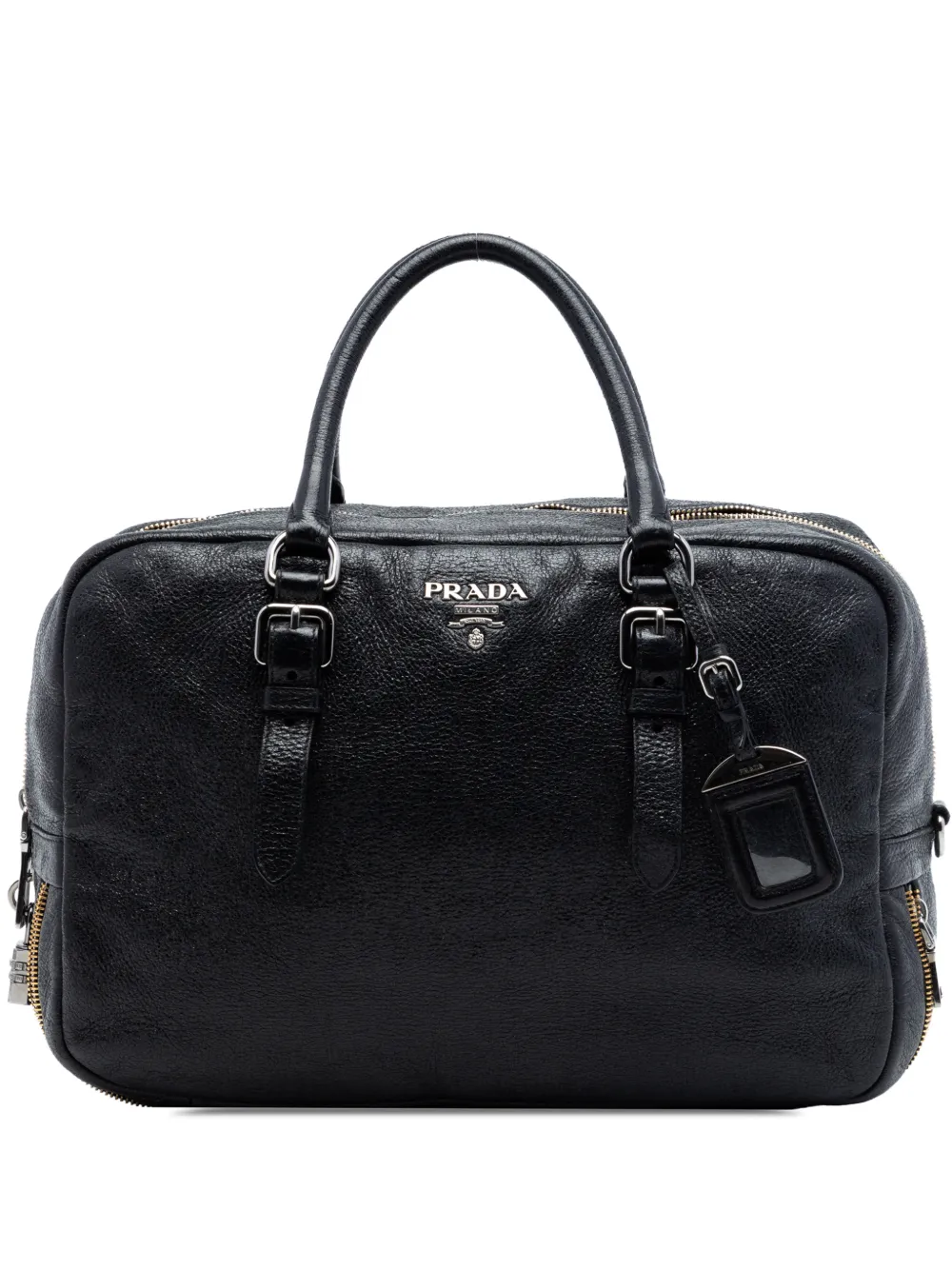 Prada Pre-Owned Borsa a mano Bauletto in pelle di cervo Lux 2021-2026 - Nero