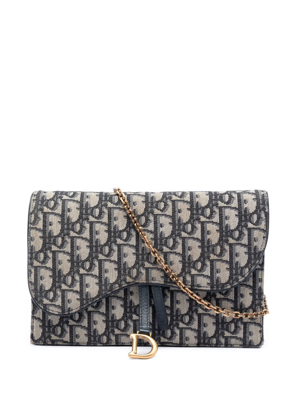 Christian Dior Pre-Owned 2020 Oblique Canvas Saddle Pouch Wallet on Chain crossbody bag - Blue
