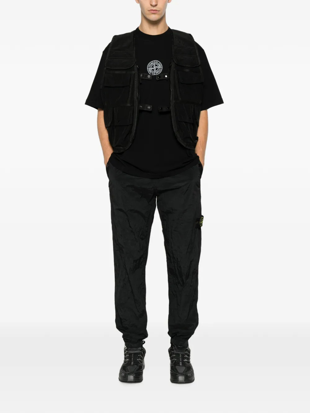 Stone Island Bodywarmer met meerdere zakken en logo-patch Zwart