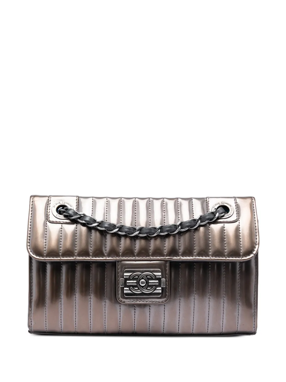 CHANEL Pre-Owned 2012 kleine Maharaja Express Schultertasche aus Lackleder - Grau