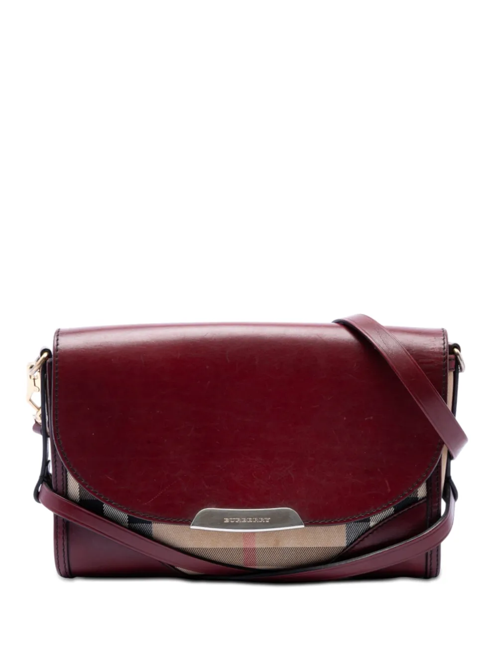 Burberry Pre-Owned Borsa a tracolla Bridle Abbott in pelle e tela con motivo House Check 2000-2017 - Rosso
