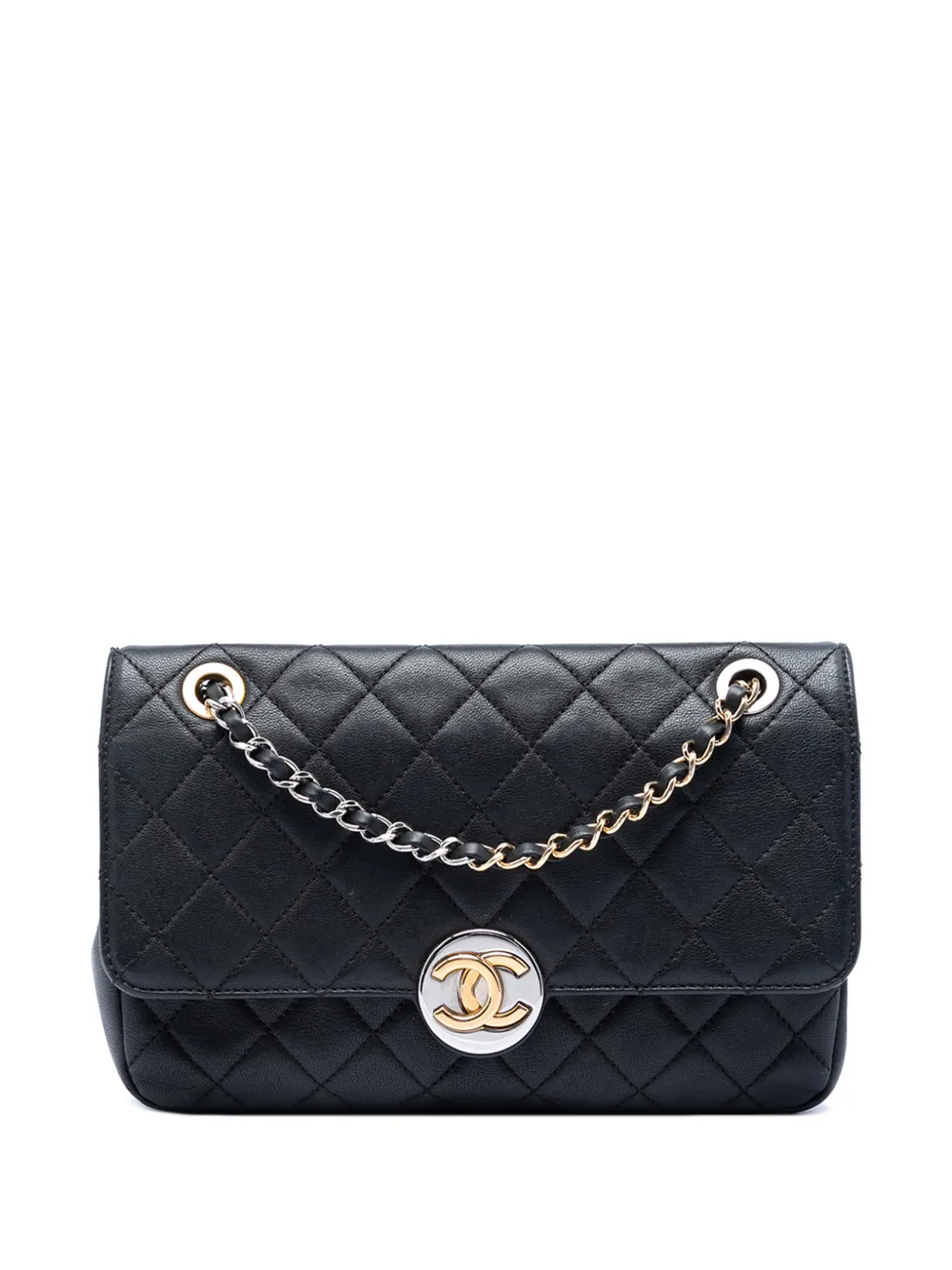 CHANEL Pre-Owned Borsa a tracolla Turn and Lock Flap in pelle di agnello trapuntata 2019 - Nero