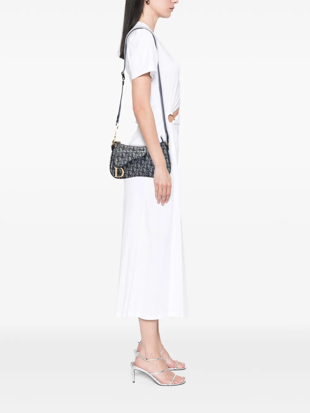 Dior Pre-owned 2004 Diorissimo Trotter Canvas Double Saddle Crossbody Bag in Blue, view 2