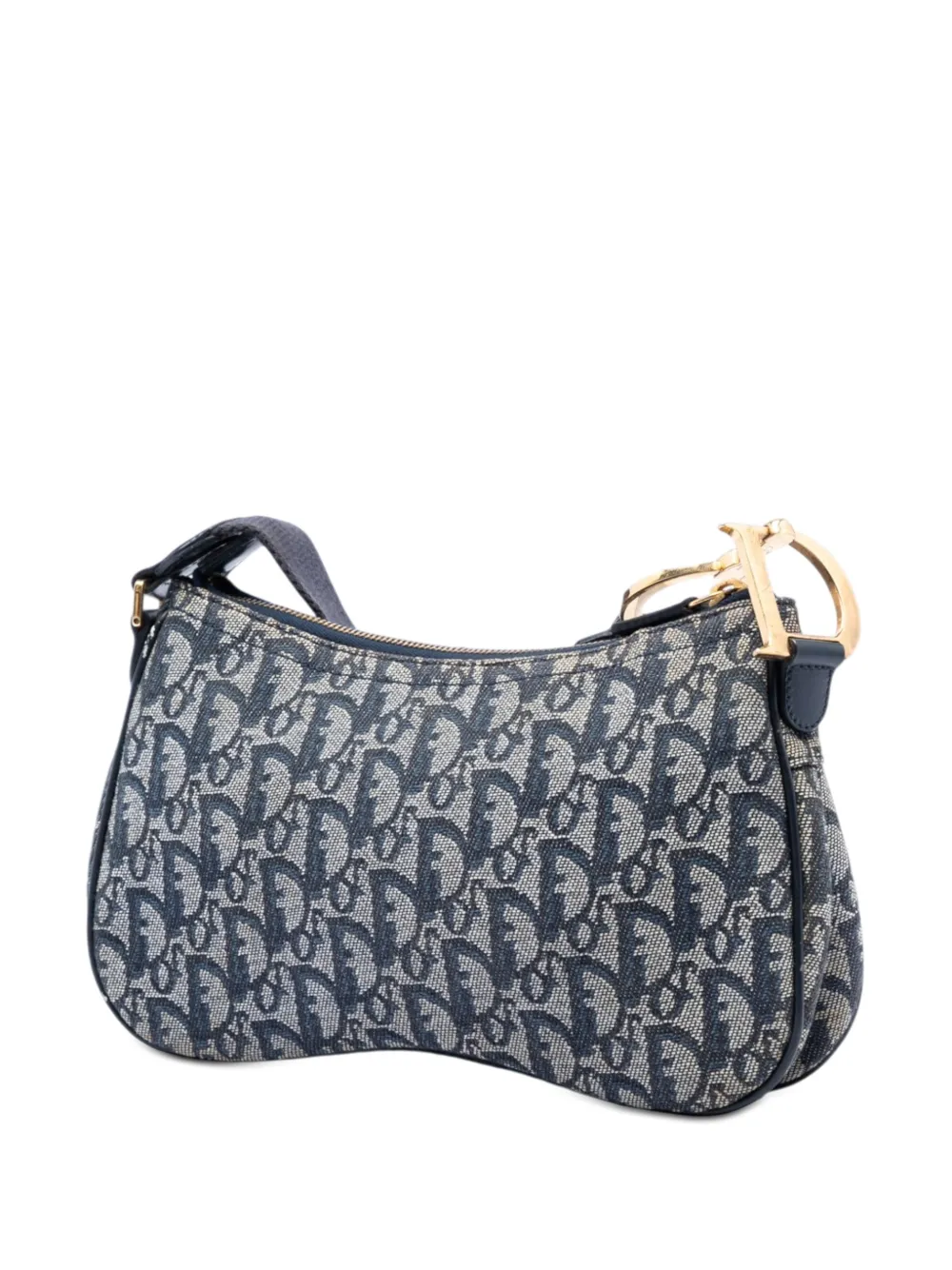 Dior Pre-owned 2004 Diorissimo Trotter Canvas Double Saddle Crossbody Bag in Blue, view 3