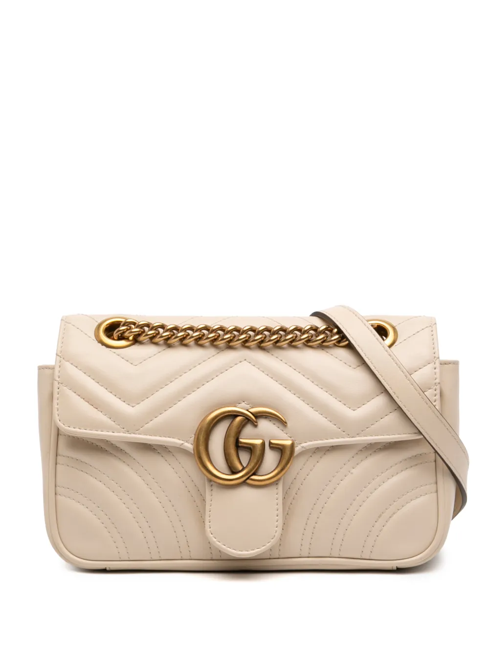 Gucci Pre-Owned Borsa a spalla GG Marmont piccola in pelle di vitello 2016-2026 - Bianco