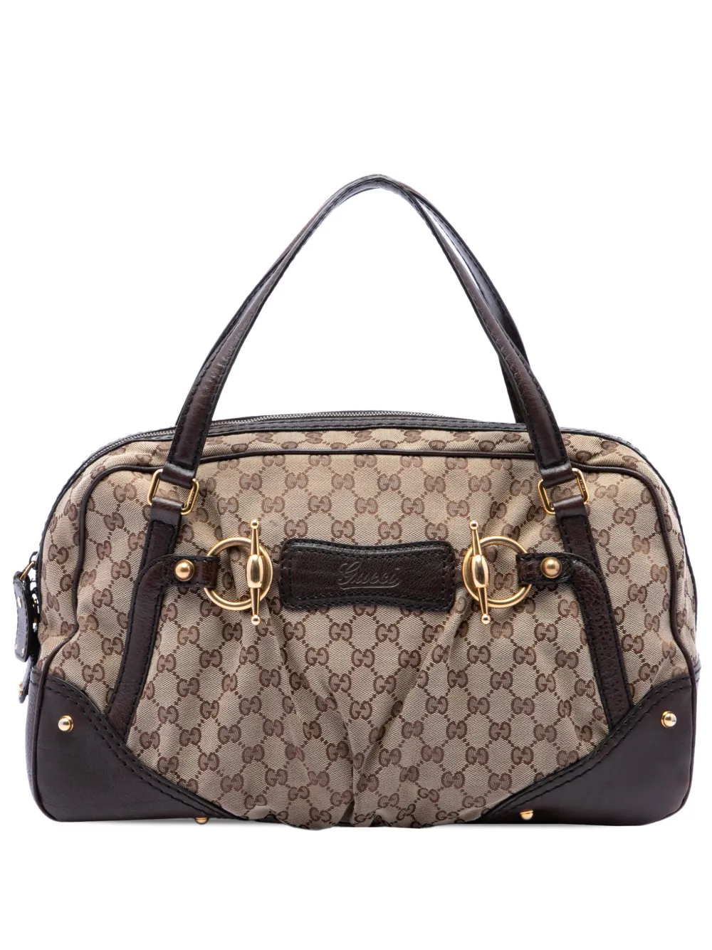 Gucci Pre-Owned Borsa Boston Jockey in tela GG 2016-2026 - Toni neutri