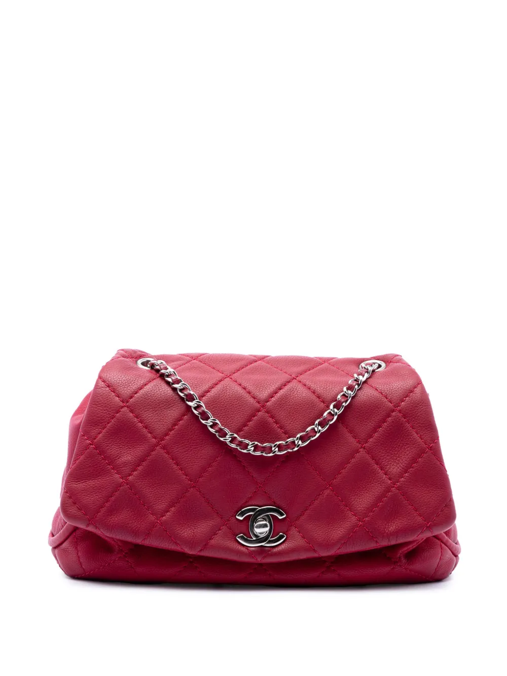 CHANEL Pre-Owned Borsa a spalla CC in pelle di vitello trapuntata con battente curvo 2015-2016 - Rosso
