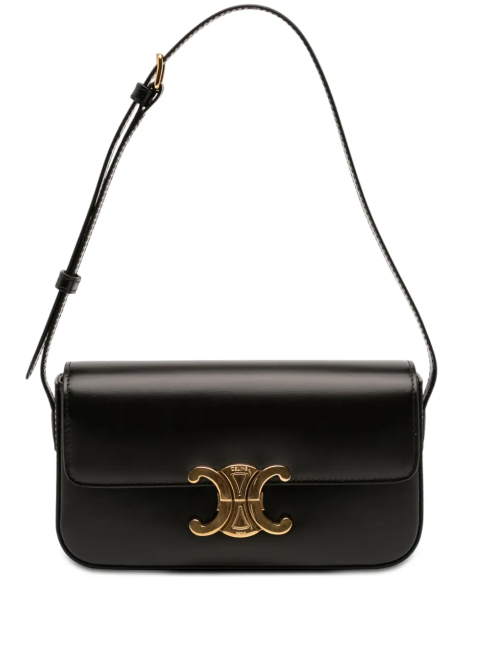 Celine Pre-Owned Borsa a spalla Triomphe Claude in pelle di vitello lucida 2023 - Nero