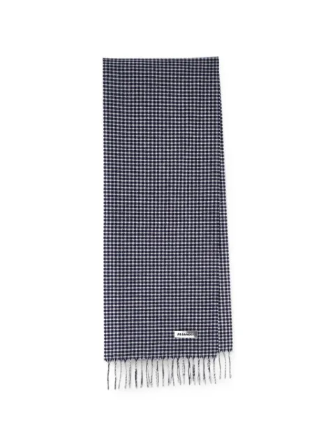 Jil Sander check fringed scarf