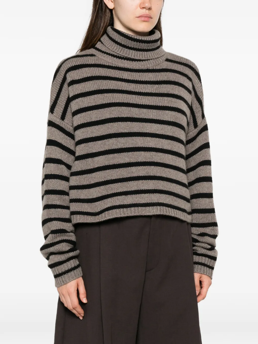 Lisa Yang Zerlina gestreepte coltrui Beige