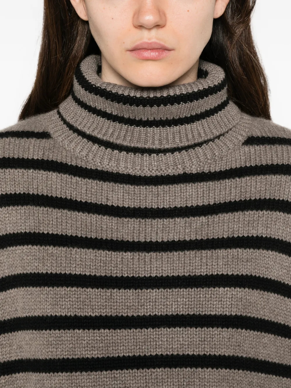 Lisa Yang Zerlina gestreepte coltrui Beige