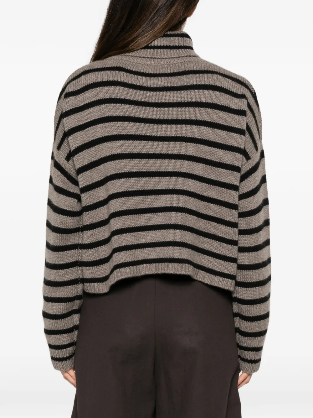 Lisa Yang Zerlina gestreepte coltrui Beige