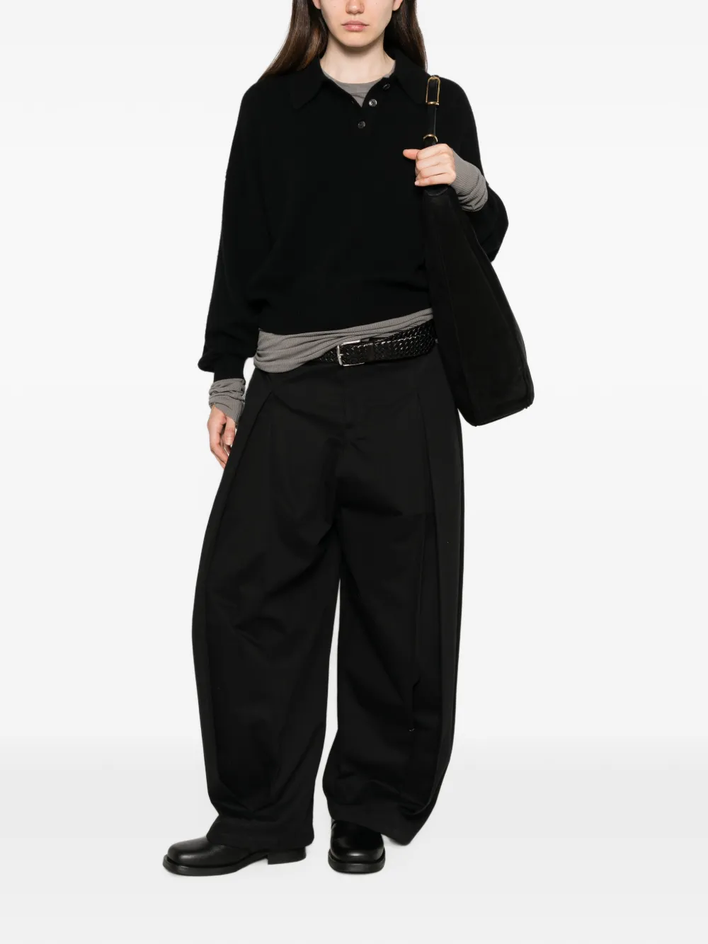 Lisa Yang Etta poloshirt met knopen Zwart