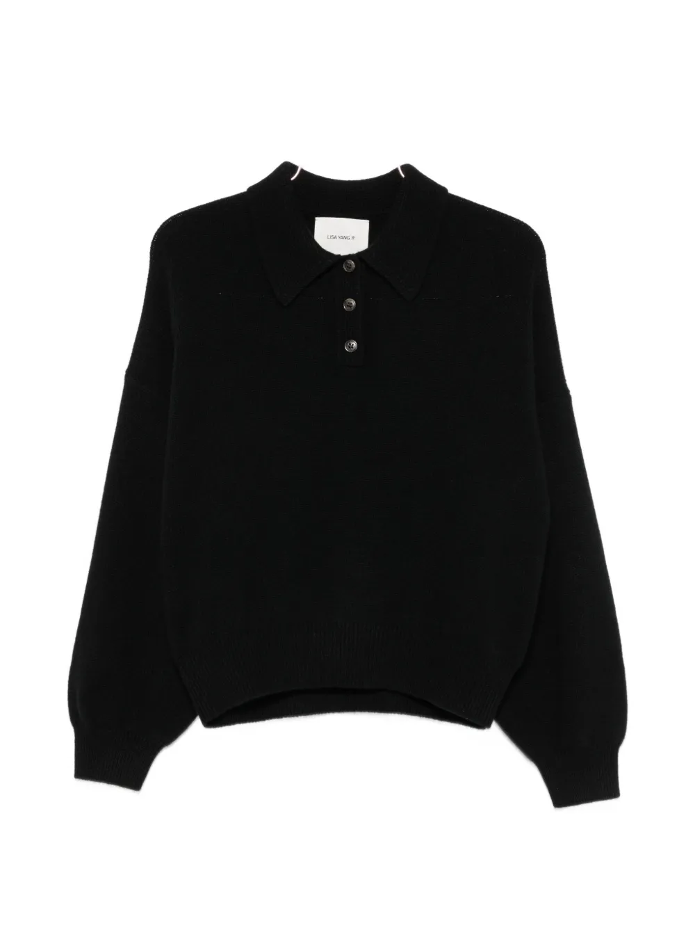 Lisa Yang Etta Button-up Polo Shirt In Black