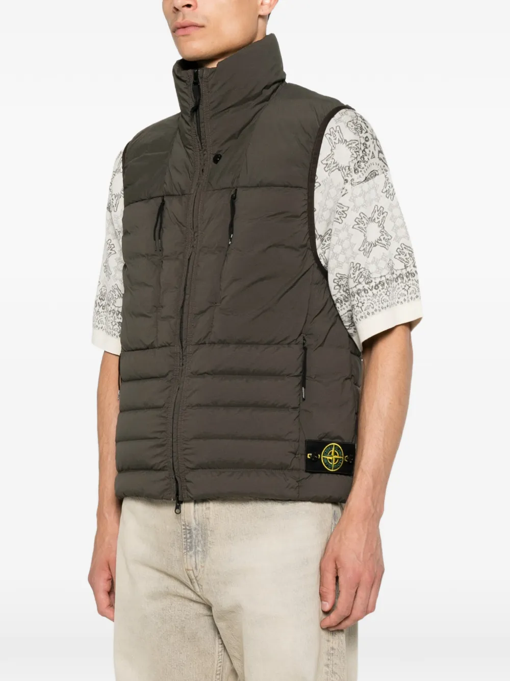 Stone Island Naadloze nylon bodywarmer Groen