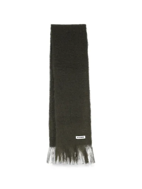 Jil Sander logo-patch fringed scarf
