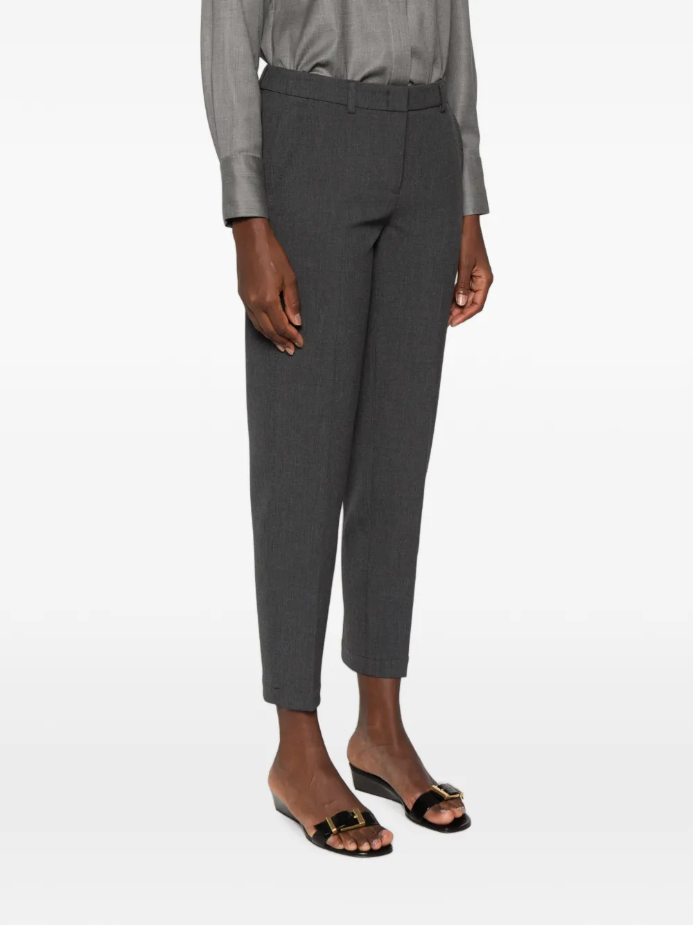 Peserico belt-loop cropped trousers Grijs