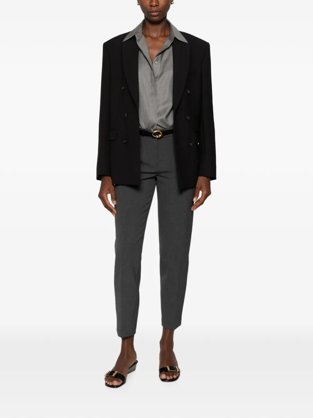 Peserico belt-loop cropped trousers Grijs