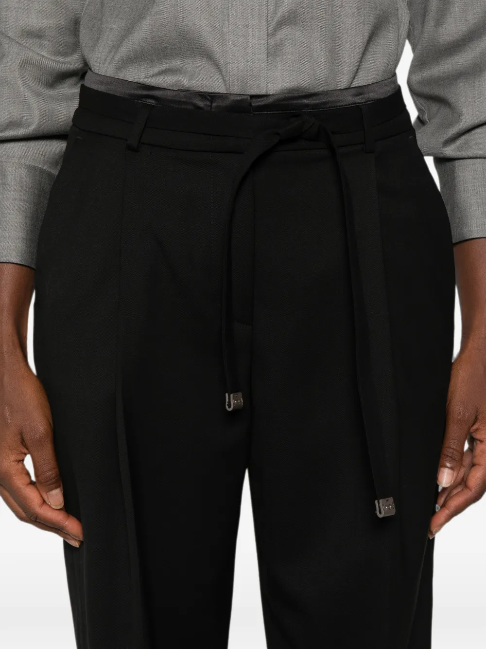 Peserico tie-fastening turn-up trousers Zwart
