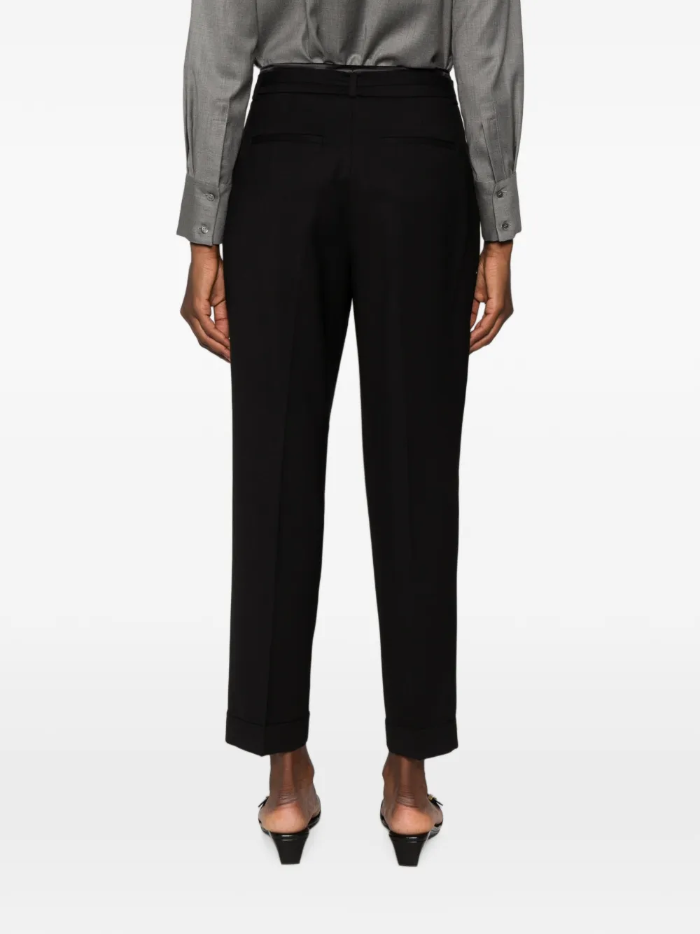 Peserico tie-fastening turn-up trousers Zwart