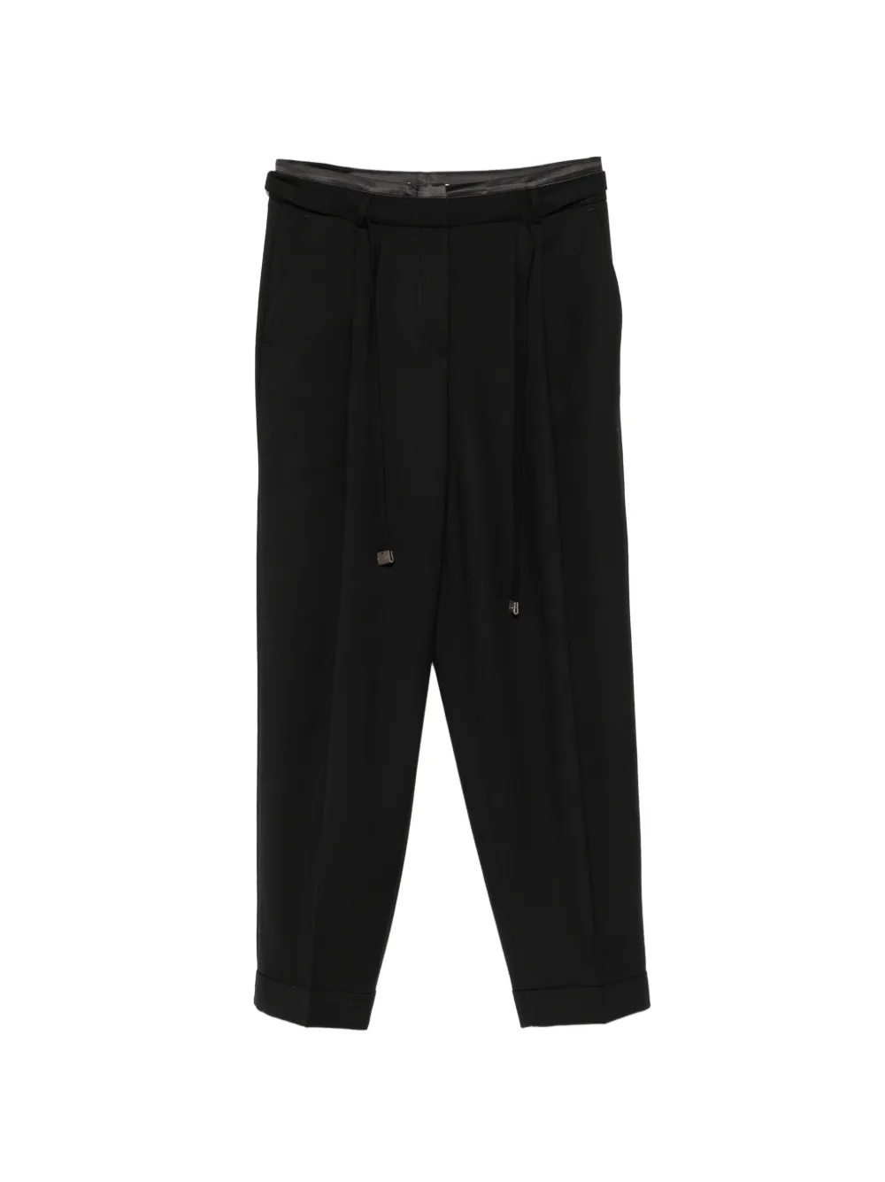 Peserico tie-fastening turn-up trousers Zwart