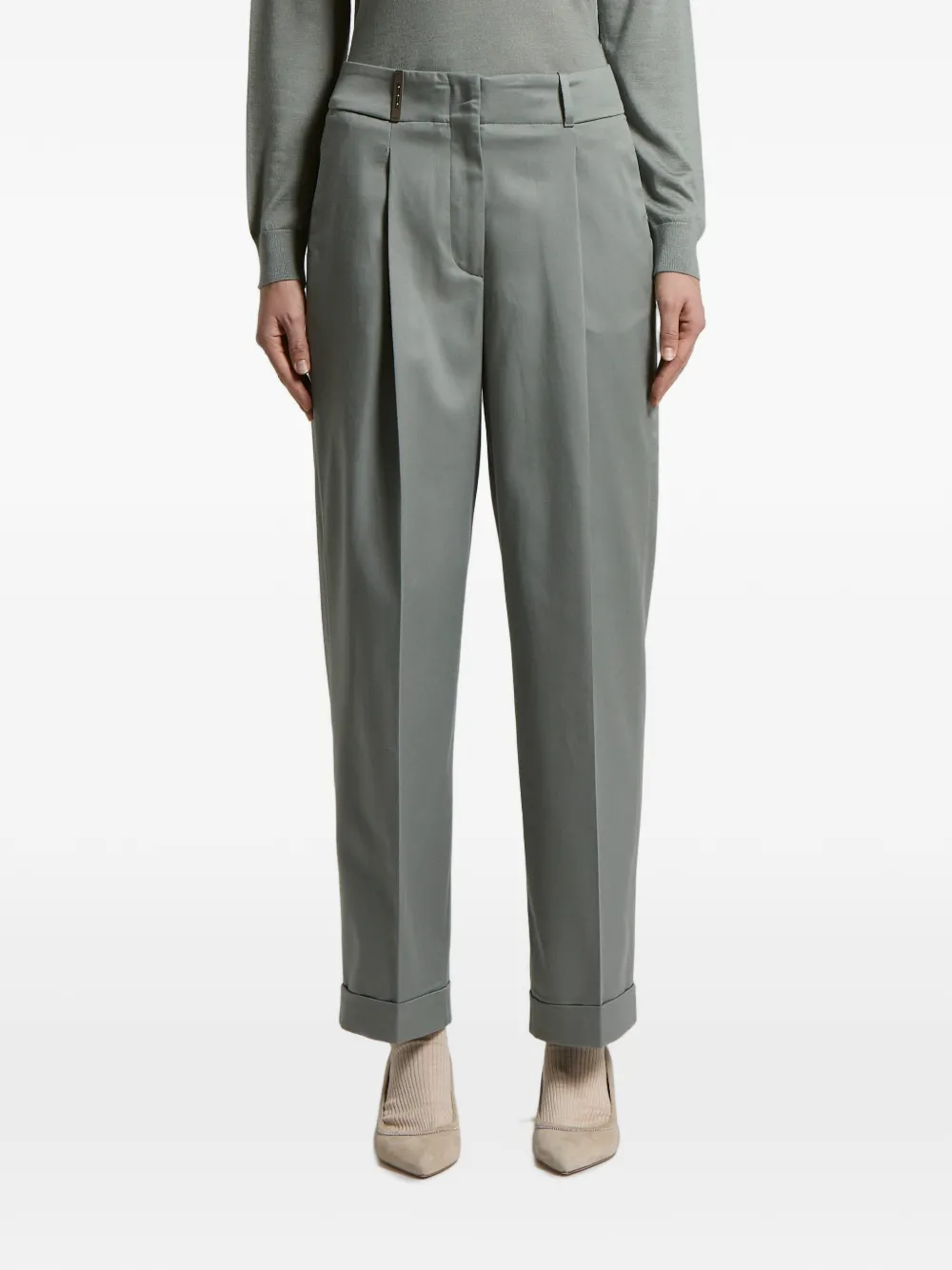 Peserico pleated turn-up trousers - Grün