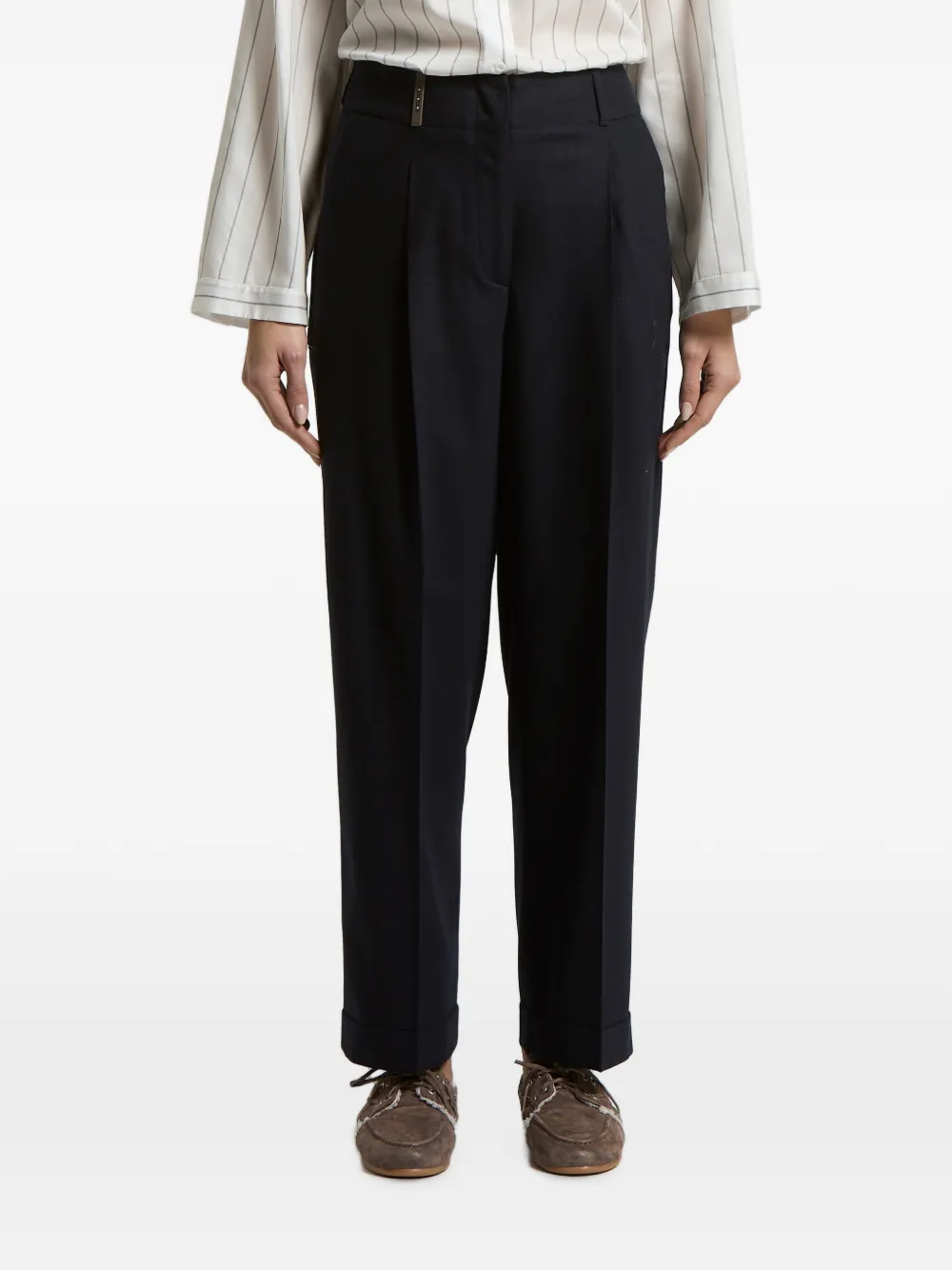 Peserico pleated-detail turn-up trousers - Blu