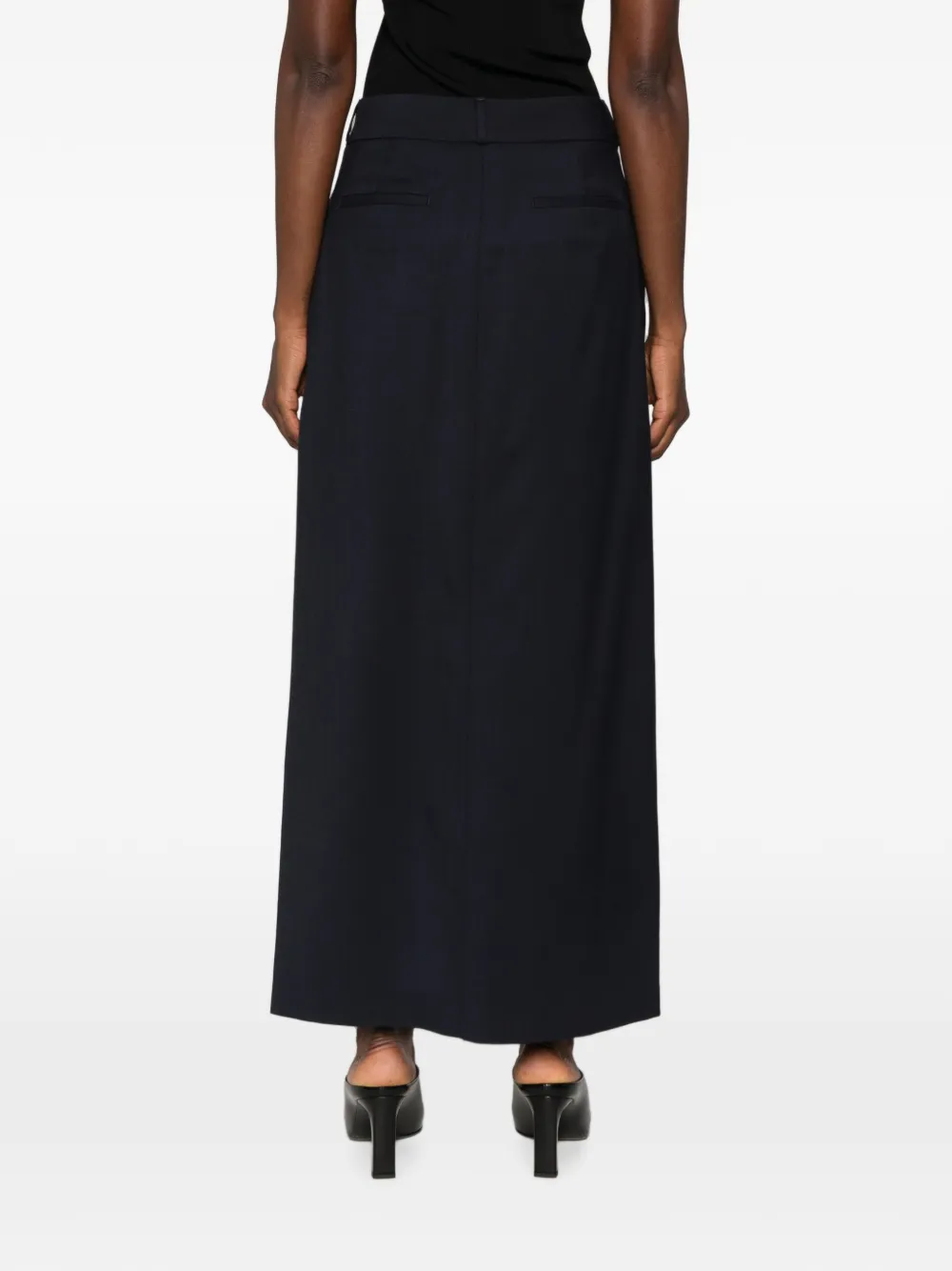 Peserico pleated front-slit long skirt Blauw
